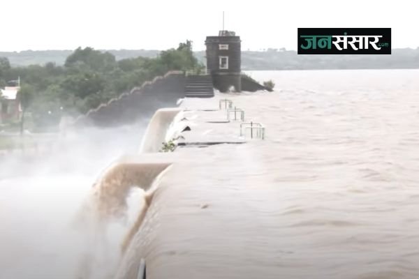 Water overflows in Ranjit Sagar Dam after heavy rains in Jamnagar